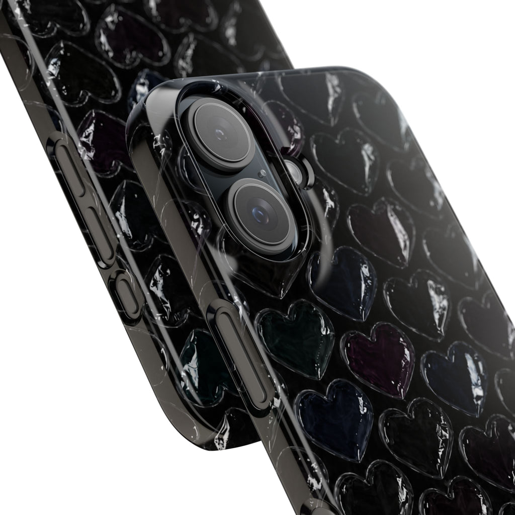 Black Pop Hearts Snap Case