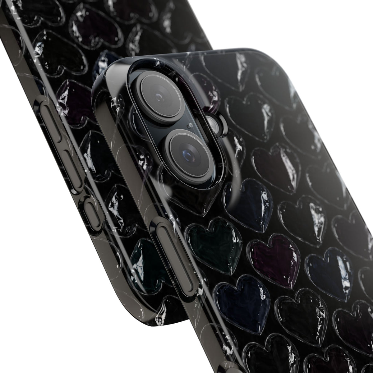Black Pop Hearts Snap Case