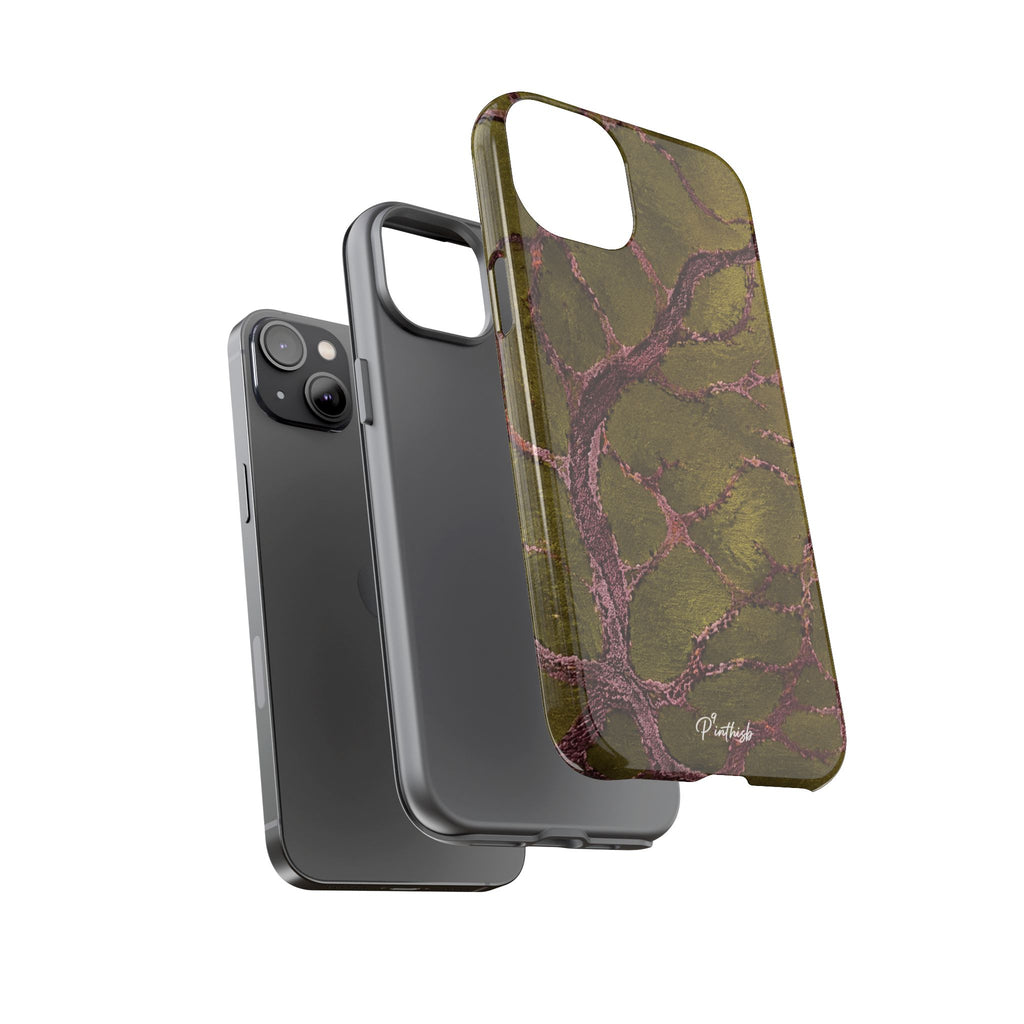 Olive & Rose Gold Tree Pattern Phone Case
