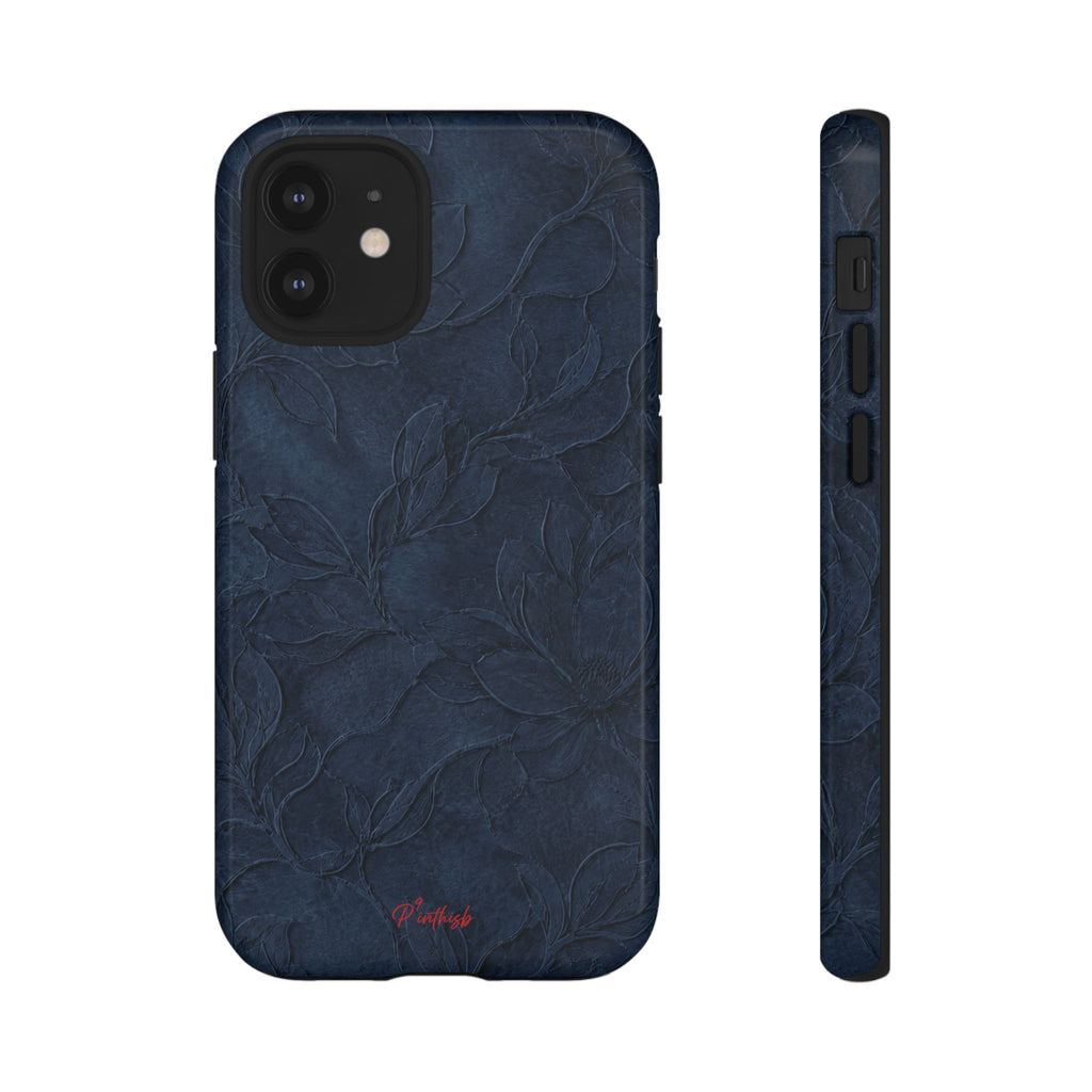 Navy Floral Textured Tough Case