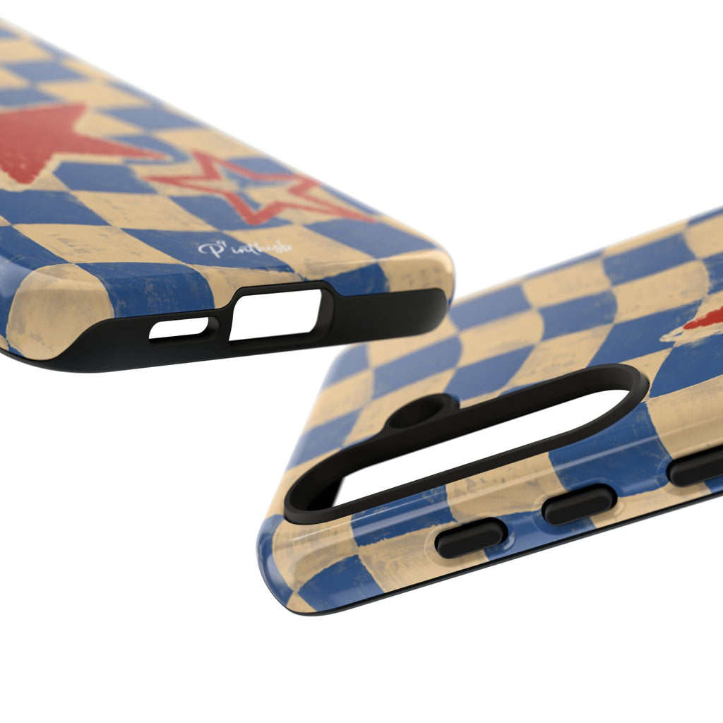 Blue & Cream Retro Star Phone Case