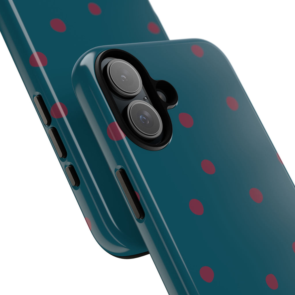 Teal & Burgundy Polka Dot Tough Phone Case