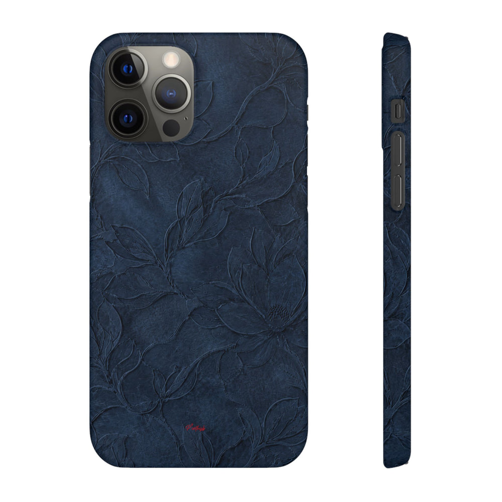 Navy Floral Textured Snap Case