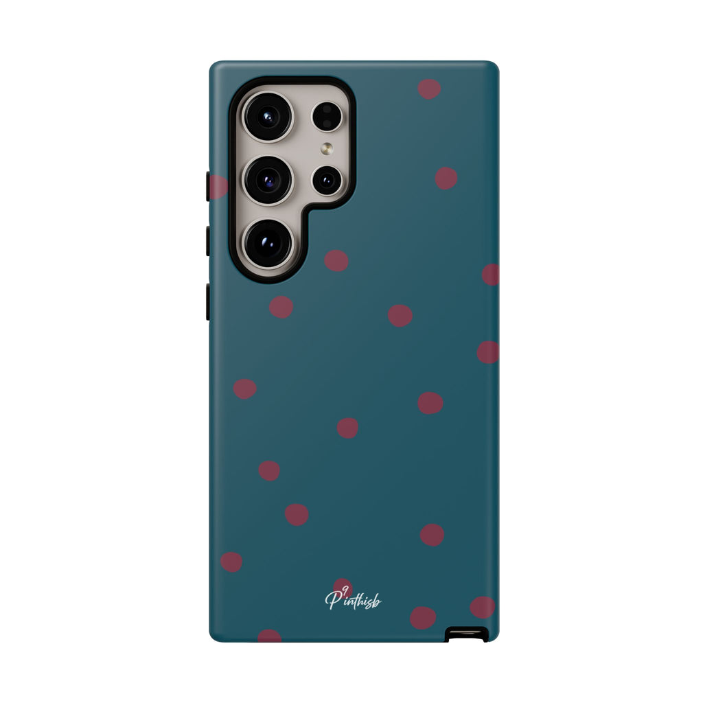 Teal & Burgundy Polka Dot Tough Phone Case