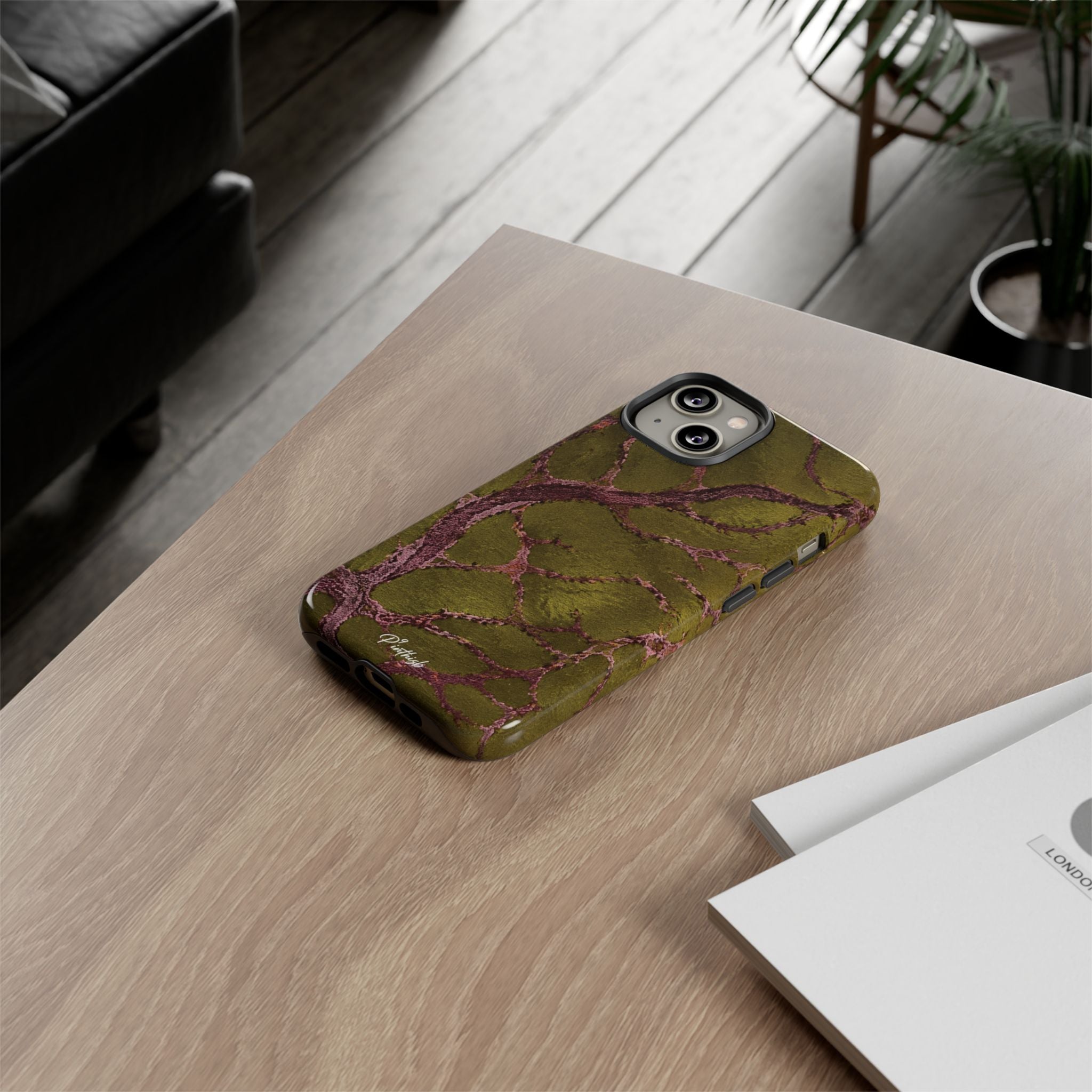 Olive & Rose Gold Tree Pattern Phone Case