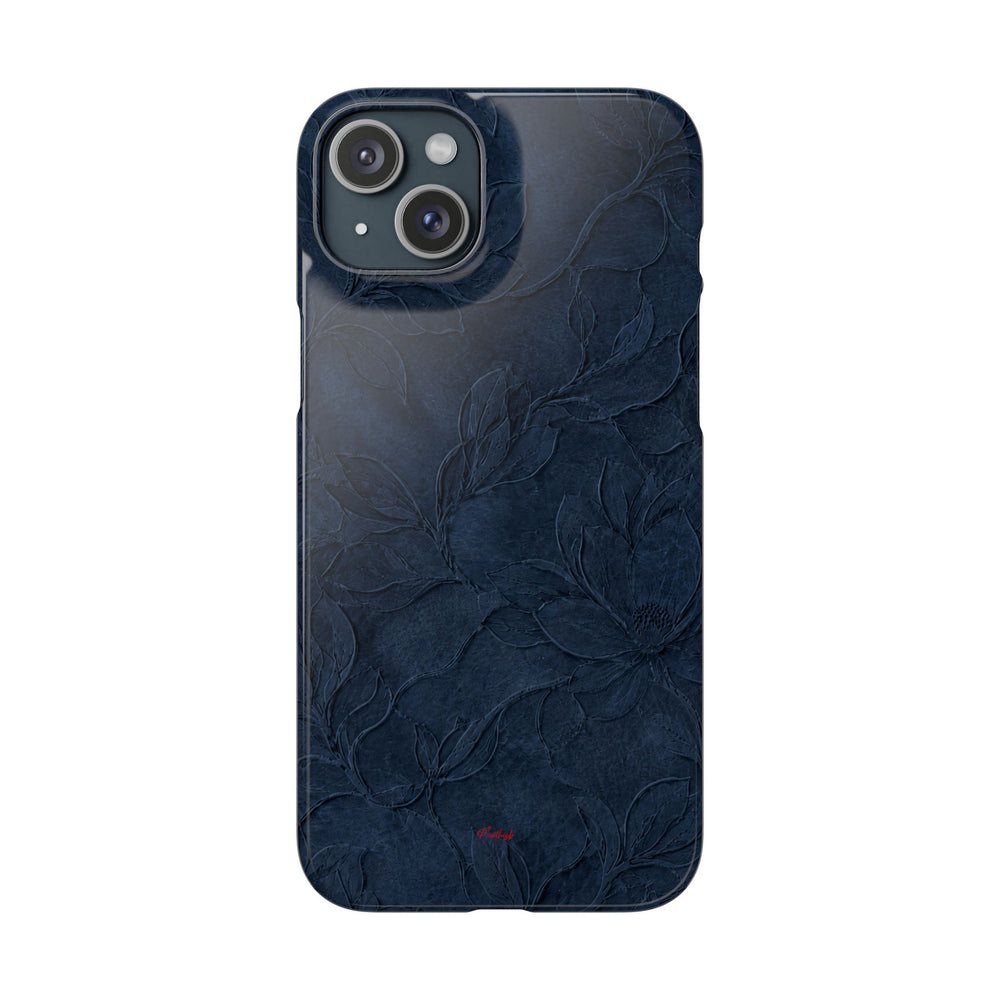 Navy Floral Textured Snap Case