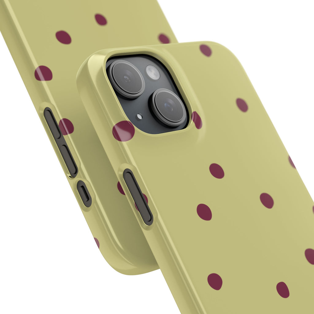 Yellow & Burgundy Polka Dot Snap Phone Case