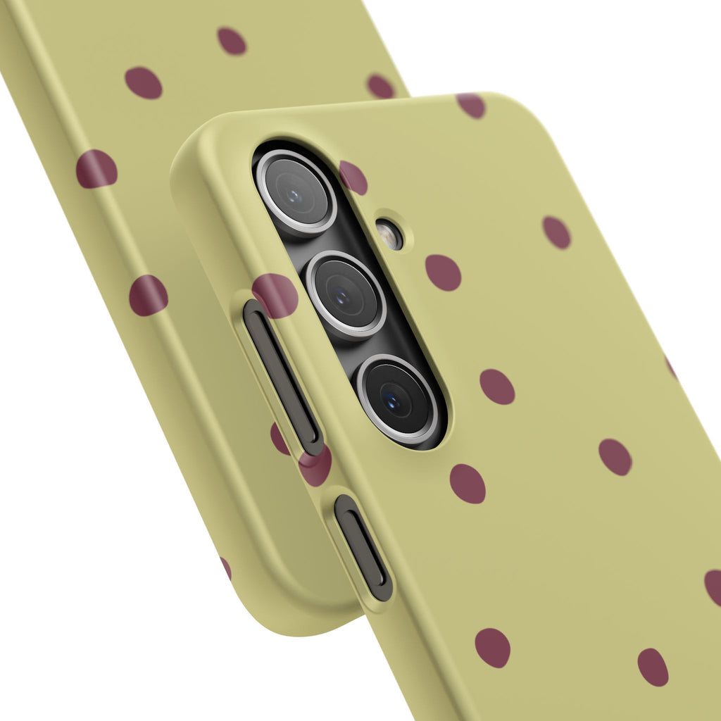 Yellow & Burgundy Polka Dot Snap Phone Case
