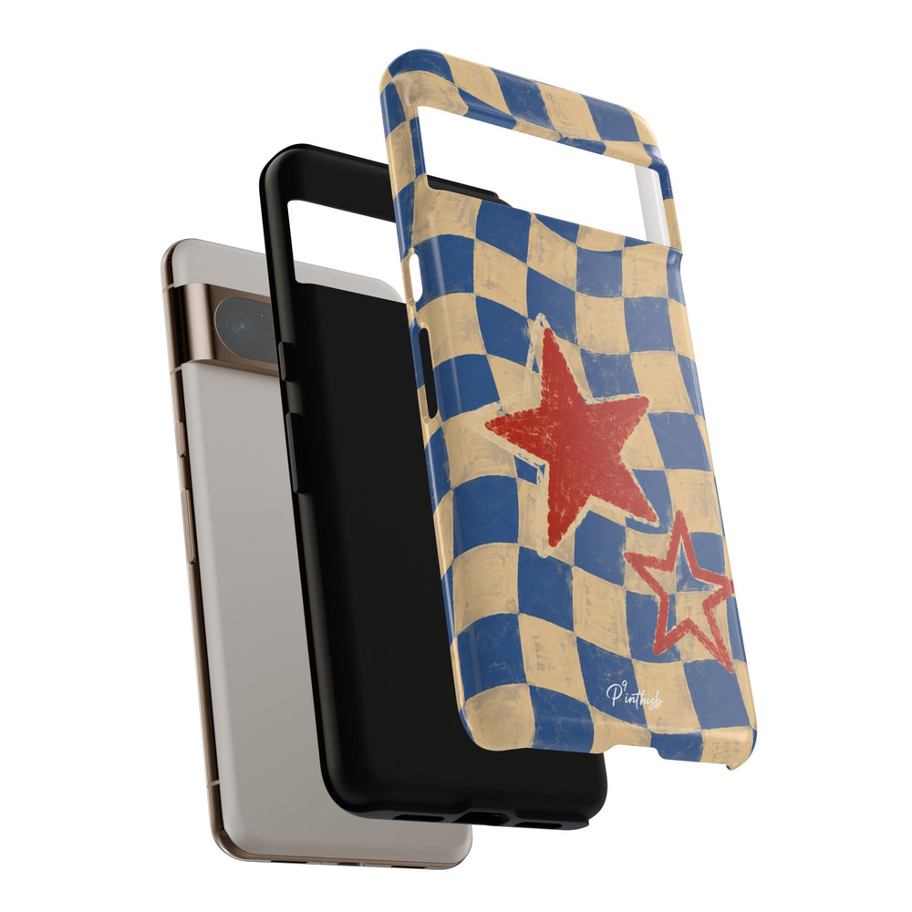 Blue & Cream Retro Star Phone Case