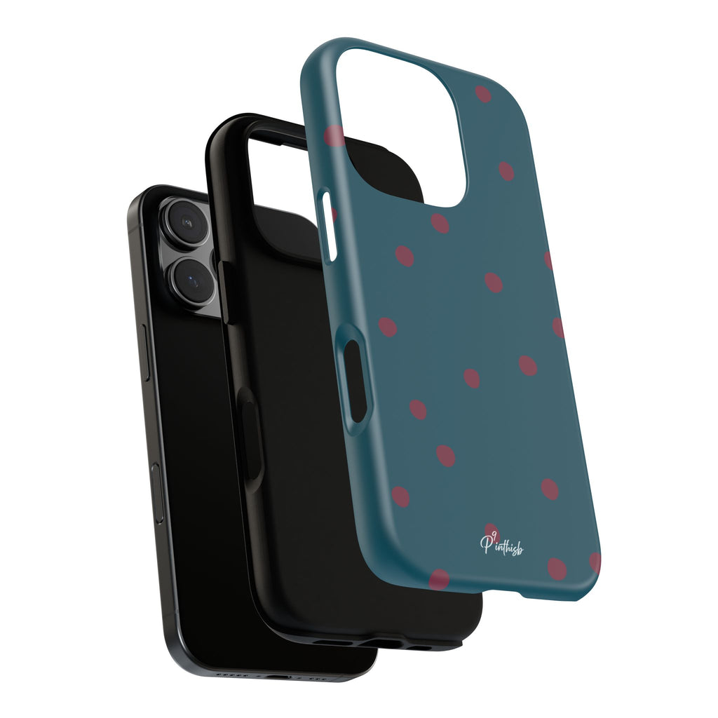 Teal & Burgundy Polka Dot Tough Phone Case