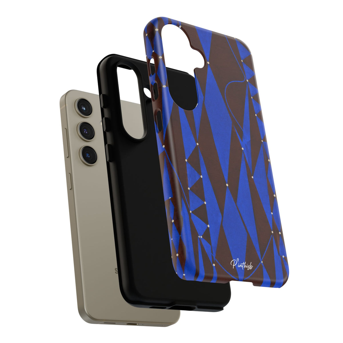 Geometric Blue Diamond Tough Phone Case
