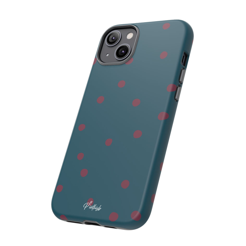 Teal & Burgundy Polka Dot Tough Phone Case