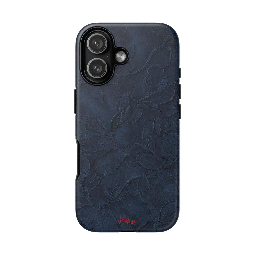 Navy Floral Textured Tough Case