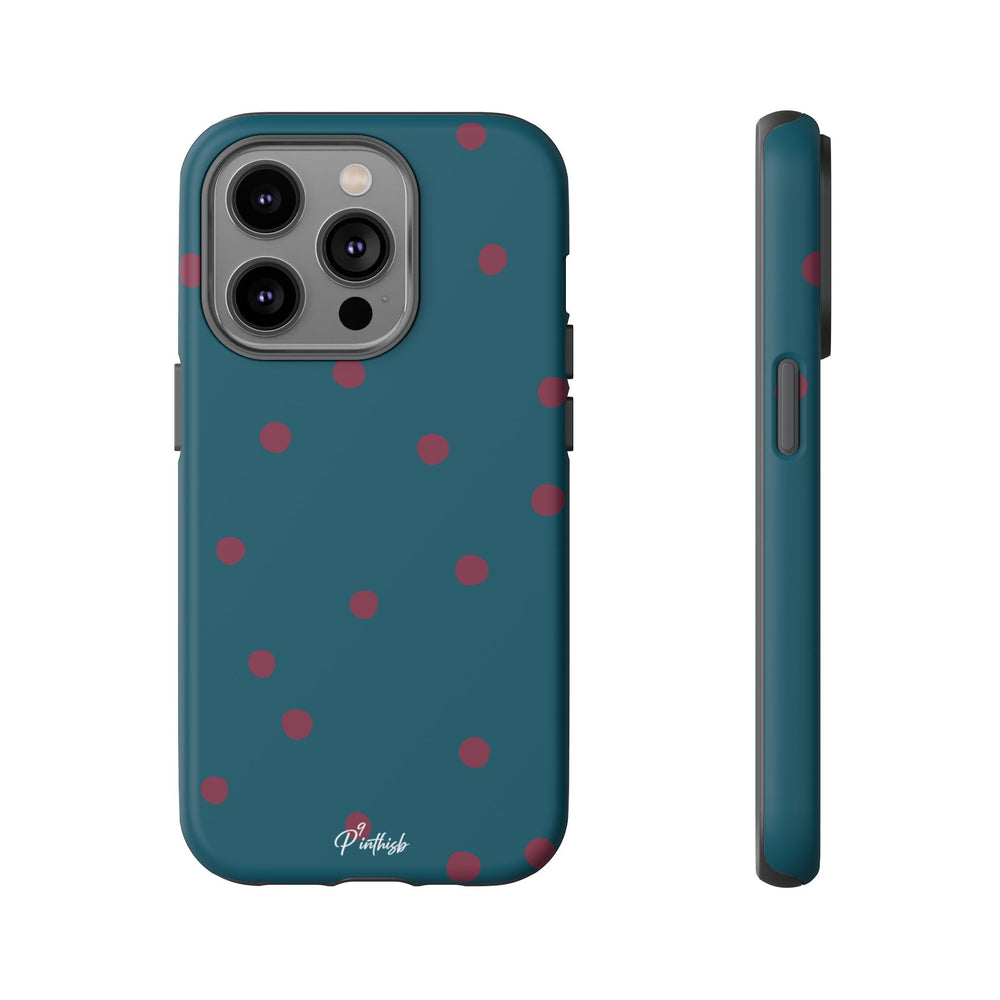 Teal & Burgundy Polka Dot Tough Phone Case