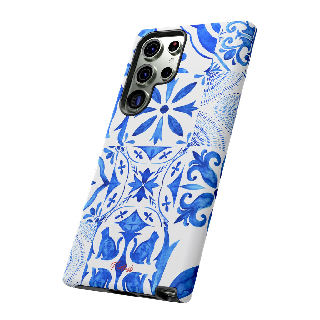 Blue Tile Pattern Tough Phone Case