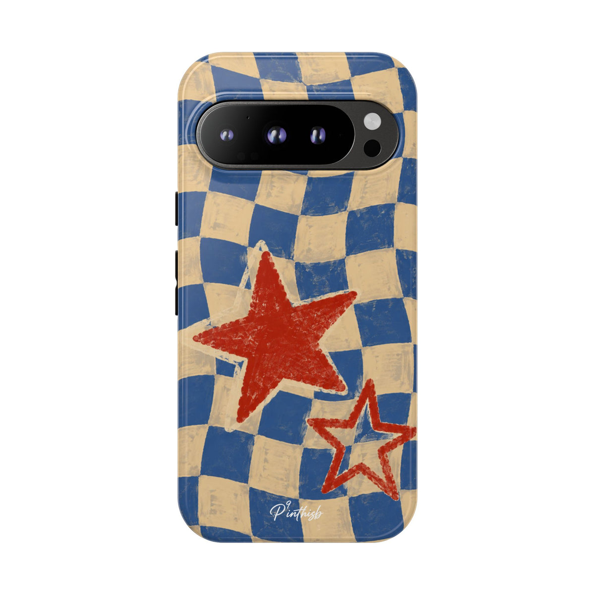 Blue & Cream Retro Star Phone Case