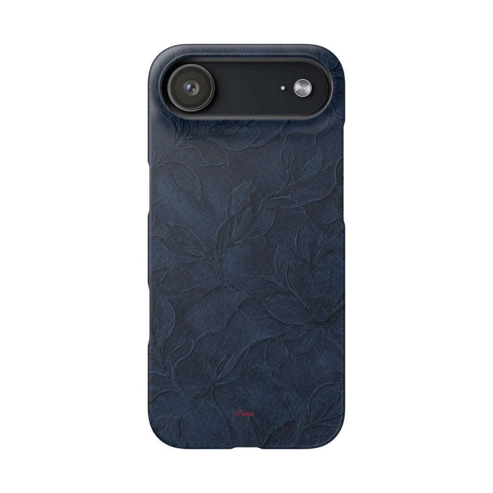 Navy Floral Textured Snap Case