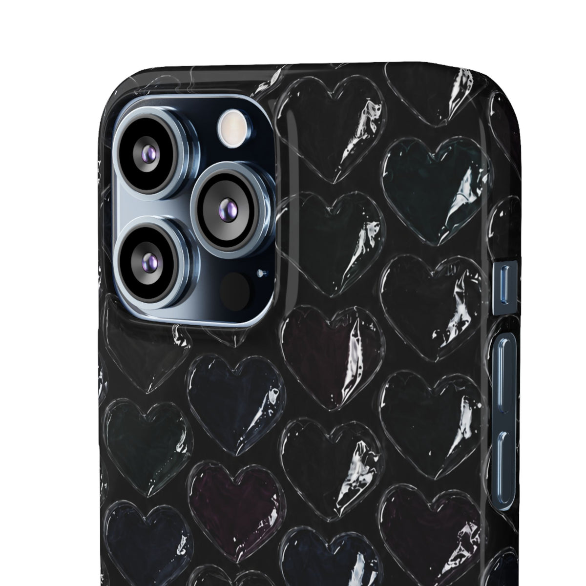 Black Pop Hearts Snap Case