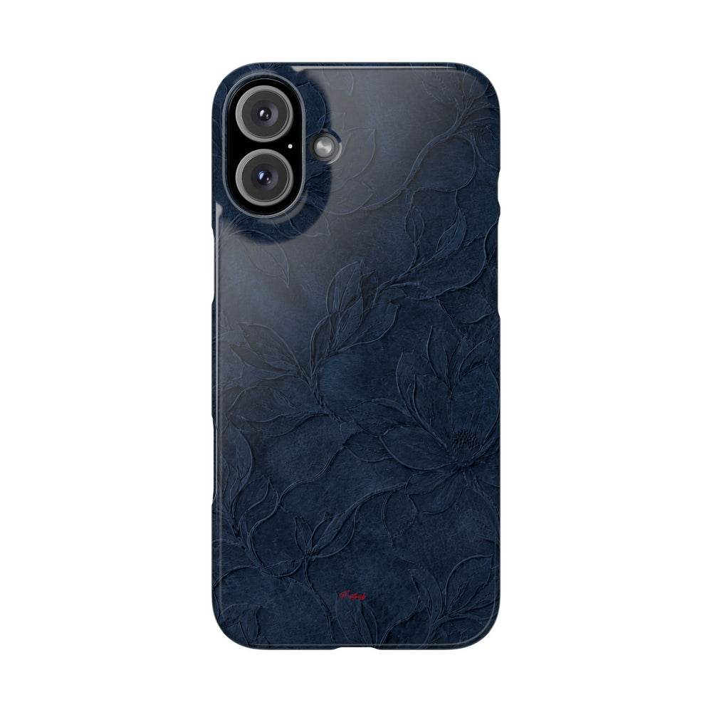 Navy Floral Textured Snap Case