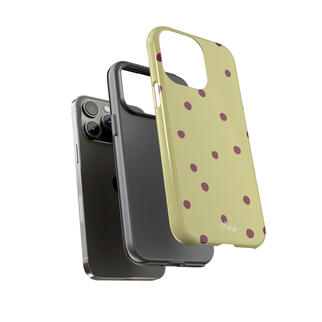 Yellow & Burgundy Polka Dot Tough Phone Case
