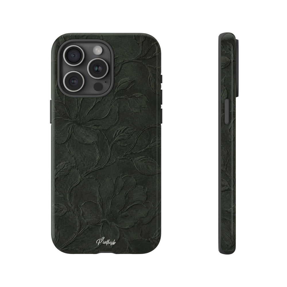 Dark Olive Floral Texture Tough Case