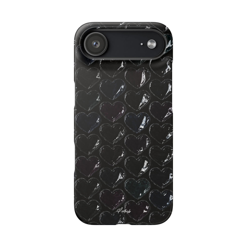 Black Pop Hearts Snap Case