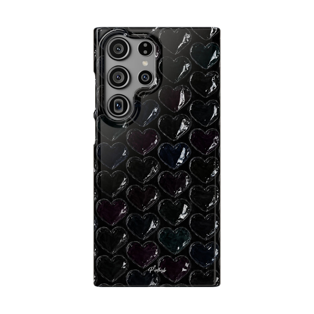 Black Pop Hearts Snap Case