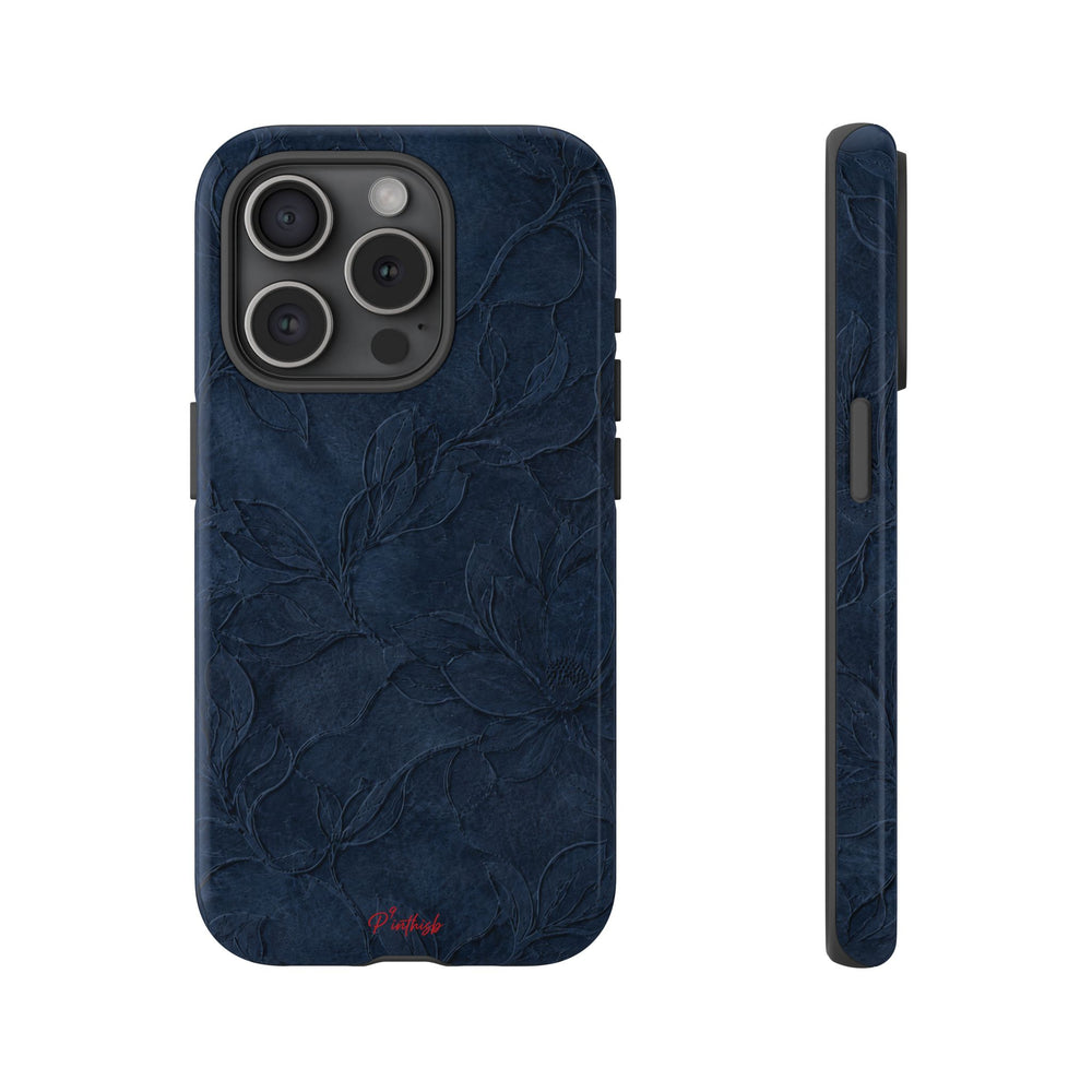 Navy Floral Textured Tough Case