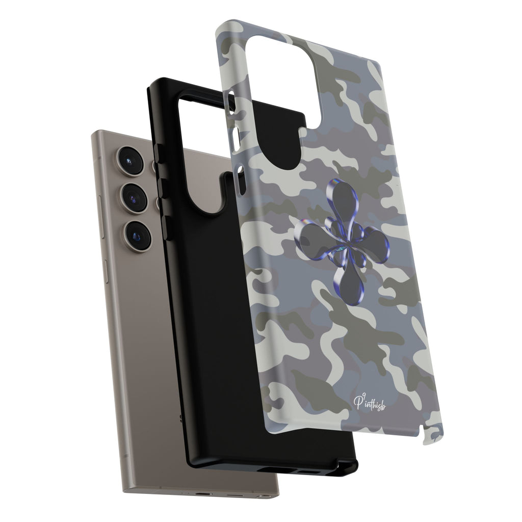 Camouflage with Blue Metallic Clover Tough Case