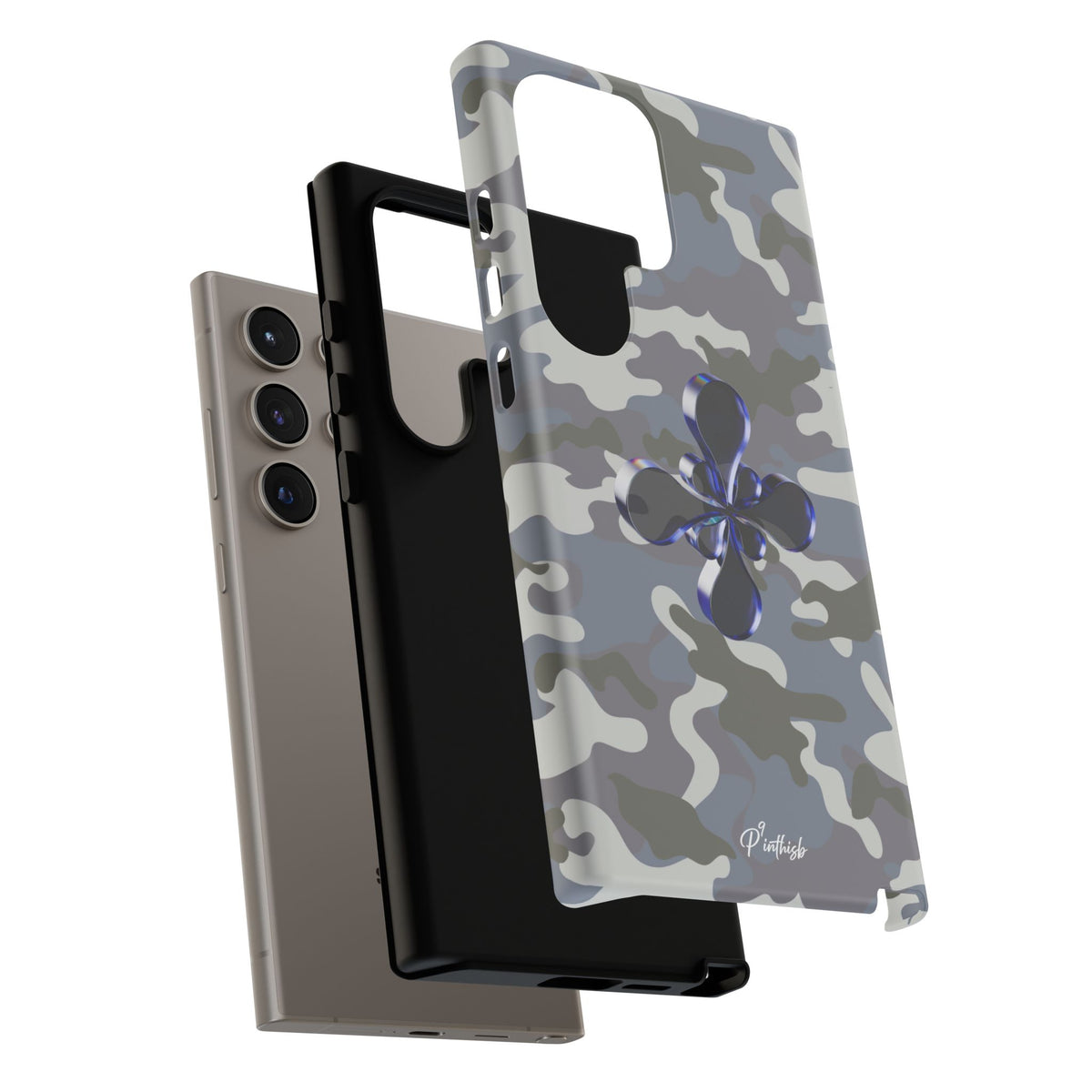 Camouflage with Blue Metallic Clover Tough Case