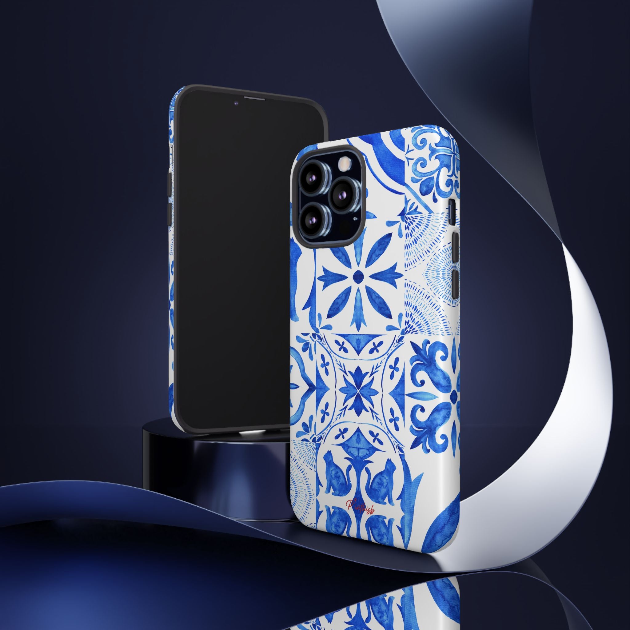 Blue Tile Pattern Tough Phone Case