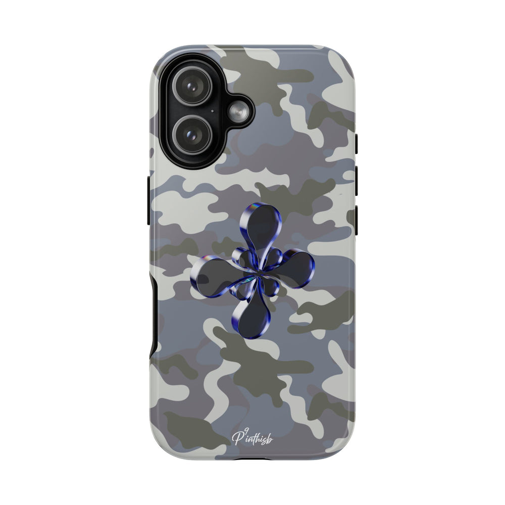 Camouflage with Blue Metallic Clover Tough Case