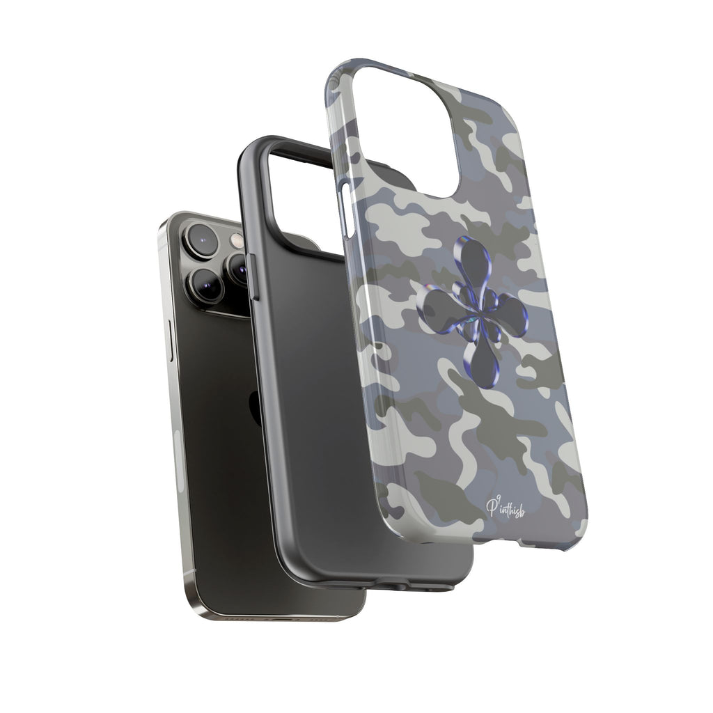 Camouflage with Blue Metallic Clover Tough Case