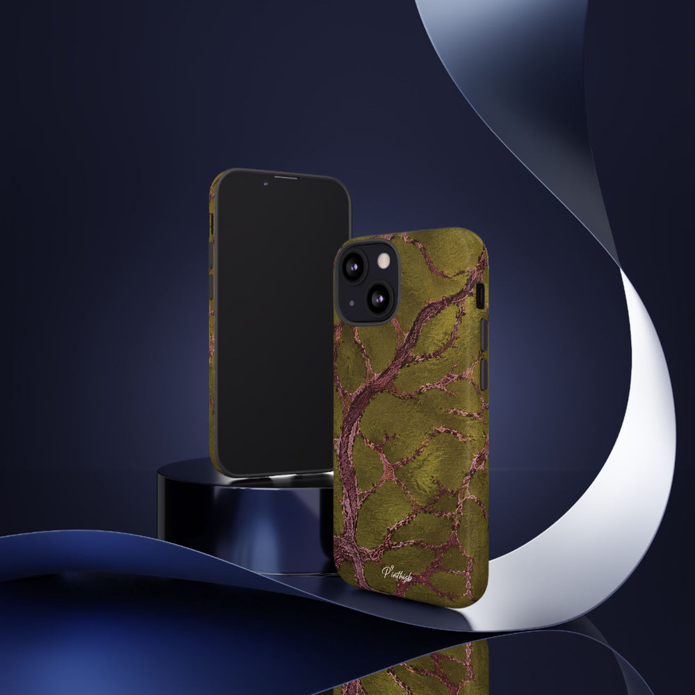Olive & Rose Gold Tree Pattern Phone Case