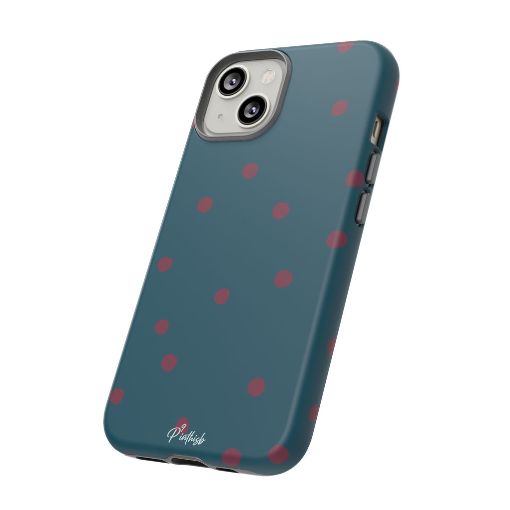 Teal & Burgundy Polka Dot Tough Phone Case