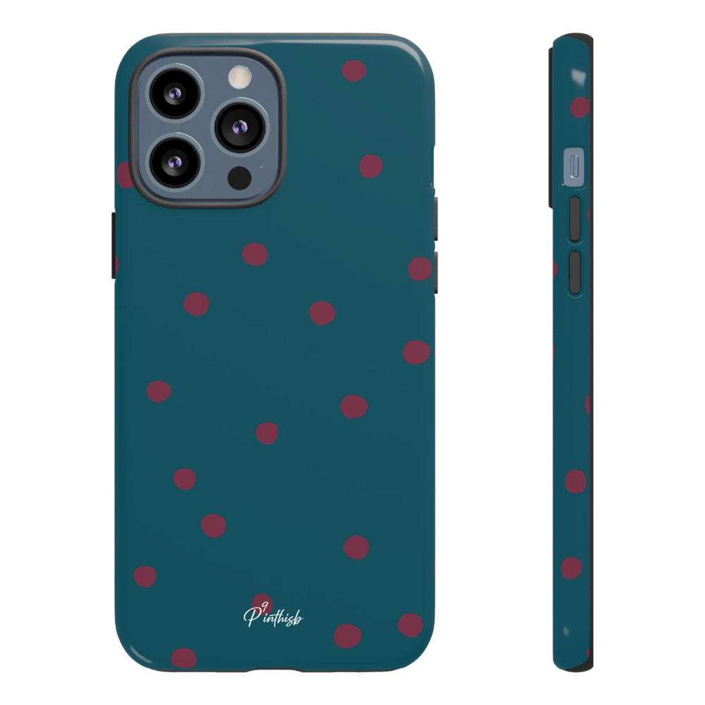 Teal & Burgundy Polka Dot Tough Phone Case