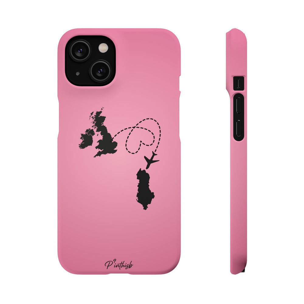 UK to Albania Pink Snap Phone Case