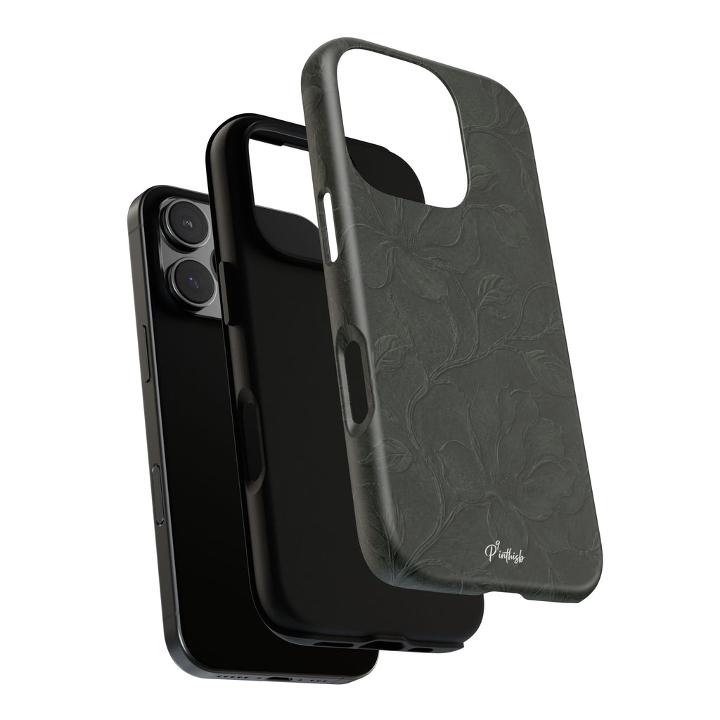 Dark Olive Floral Texture Tough Case