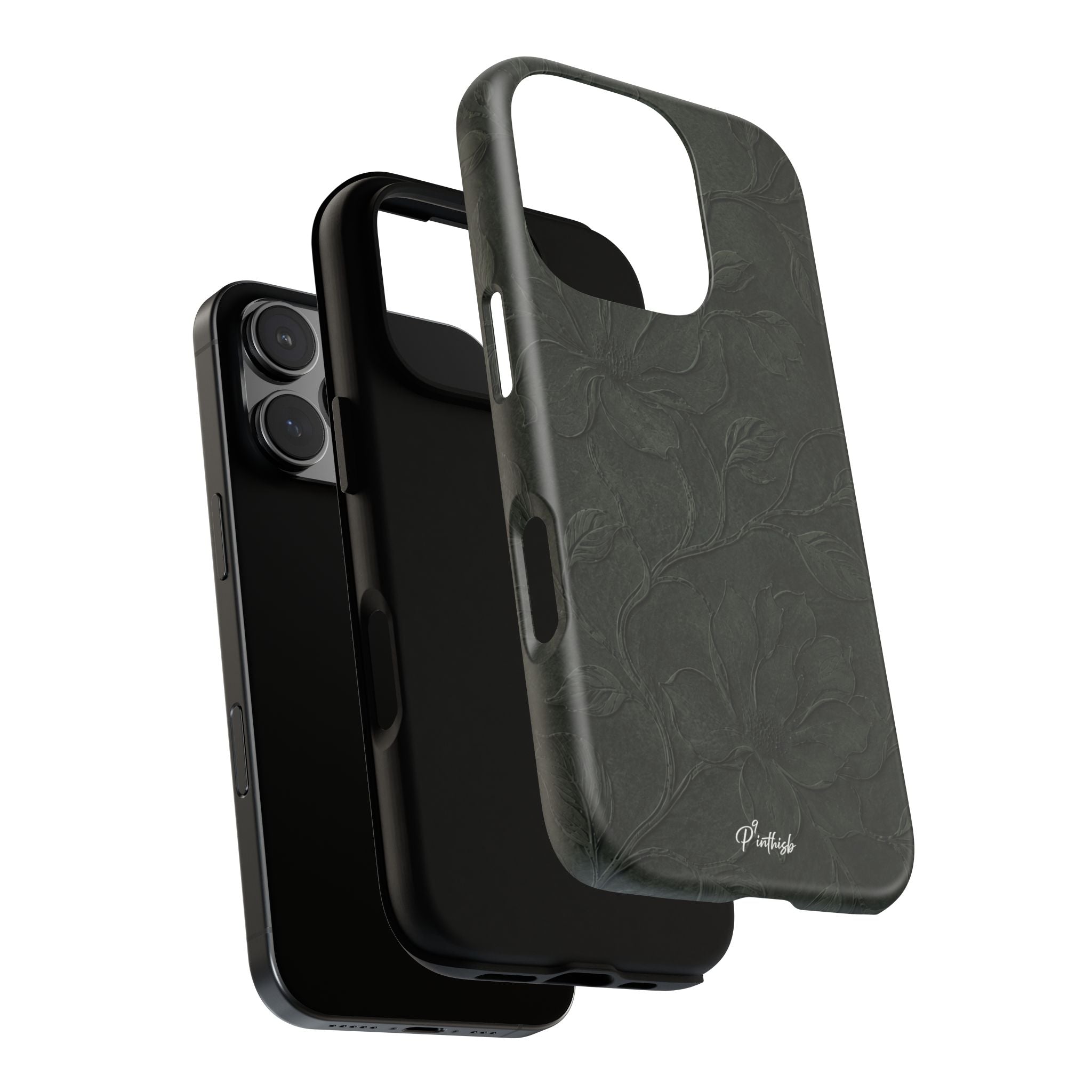 Dark Olive Floral Texture Tough Case