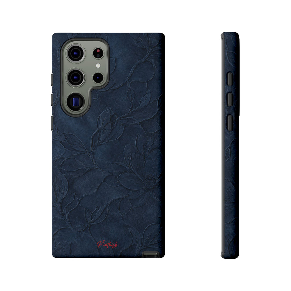 Navy Floral Textured Tough Case