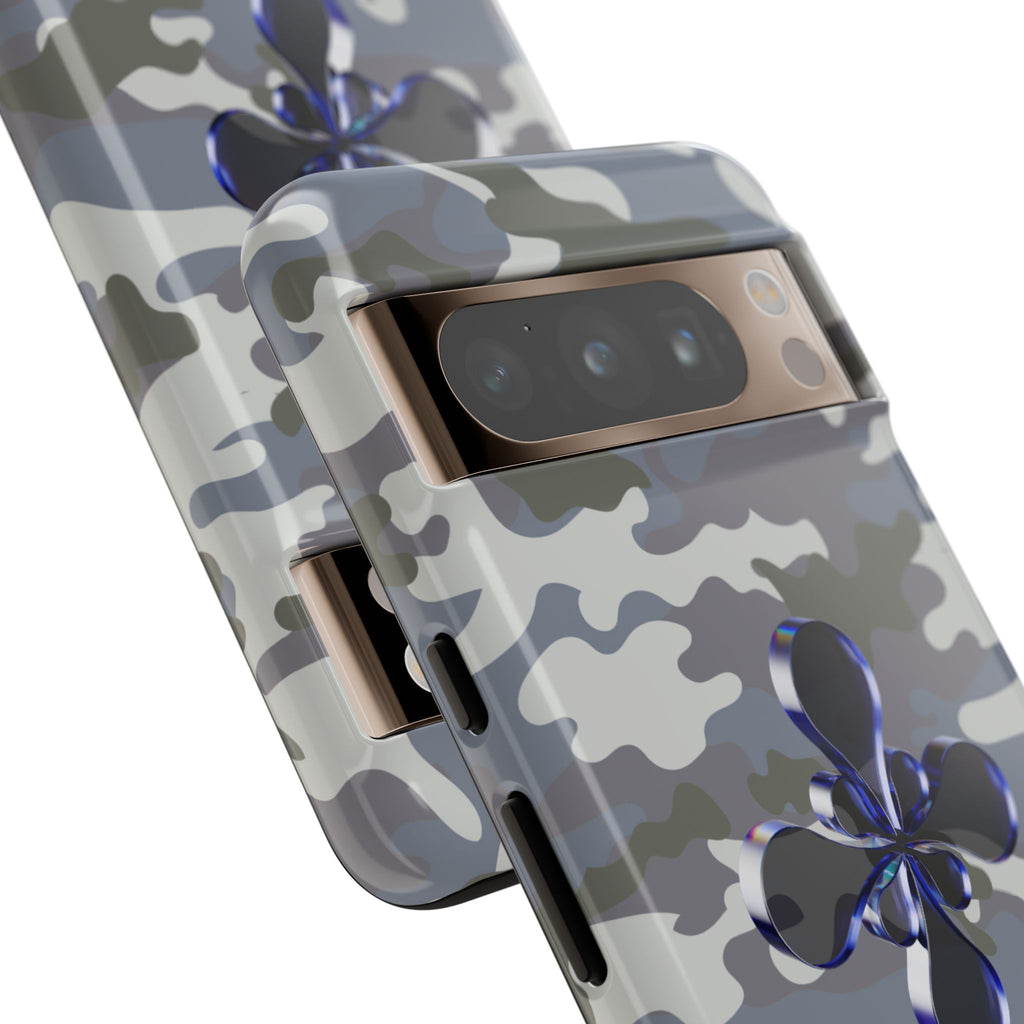 Camouflage with Blue Metallic Clover Tough Case