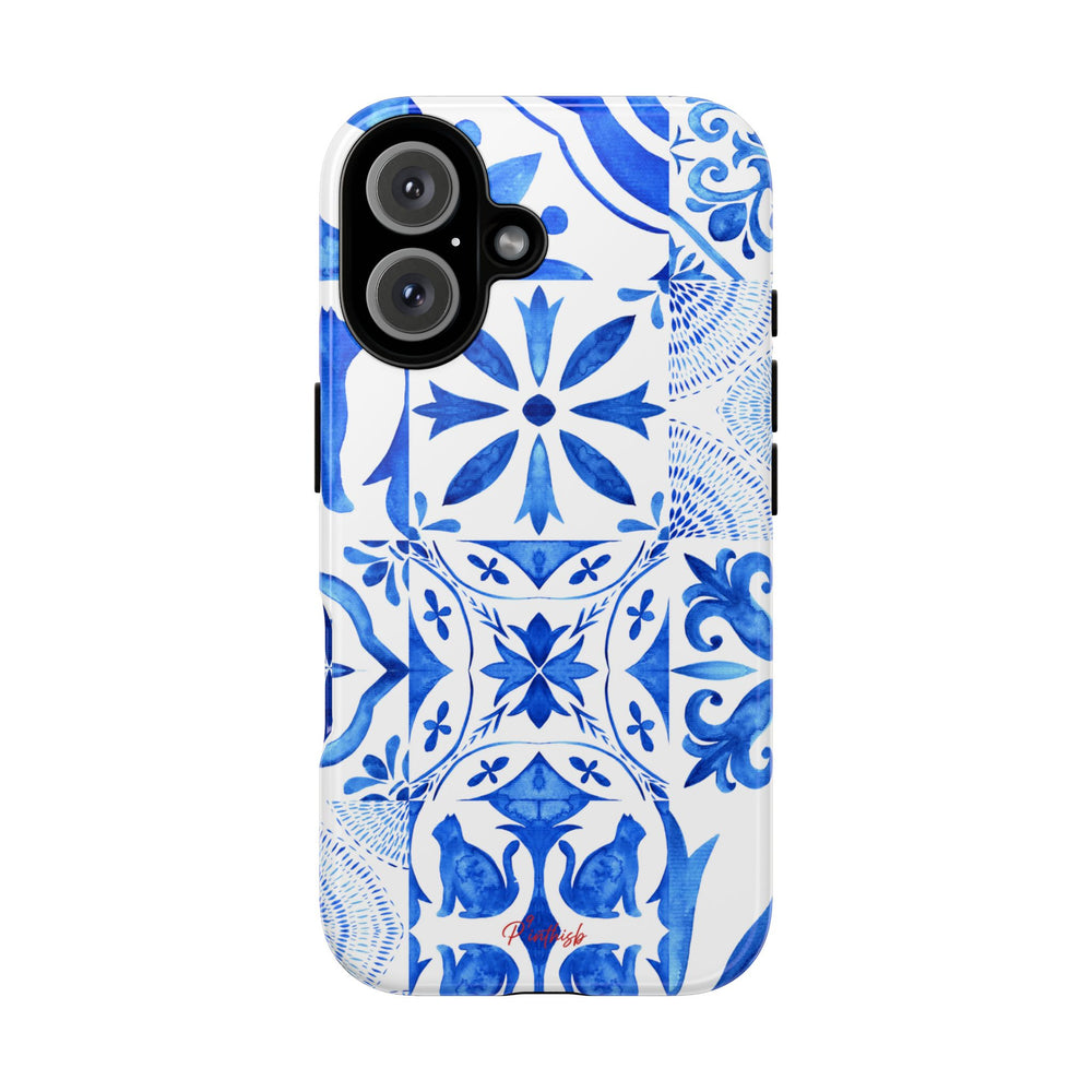 Blue Tile Pattern Tough Phone Case