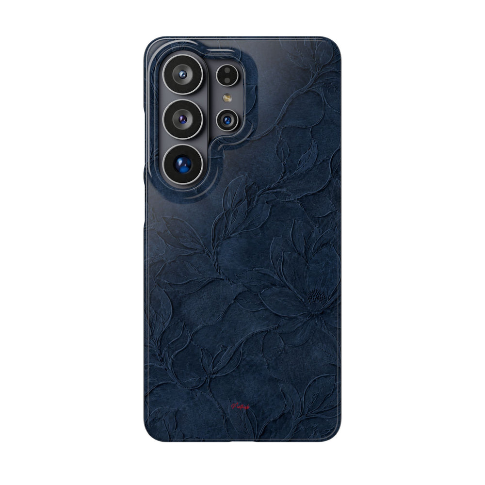 Navy Floral Textured Snap Case
