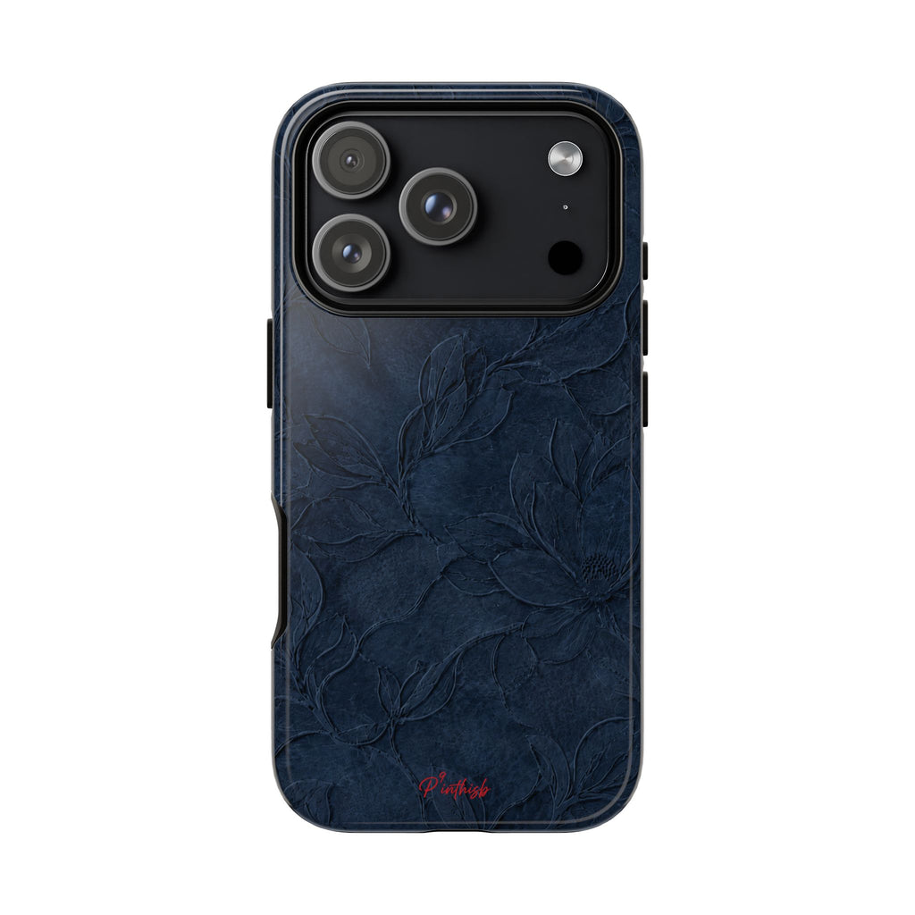 Navy Floral Textured Tough Case