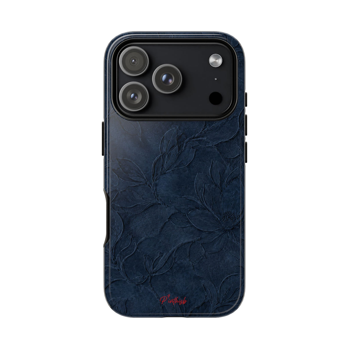 Navy Floral Textured Tough Case