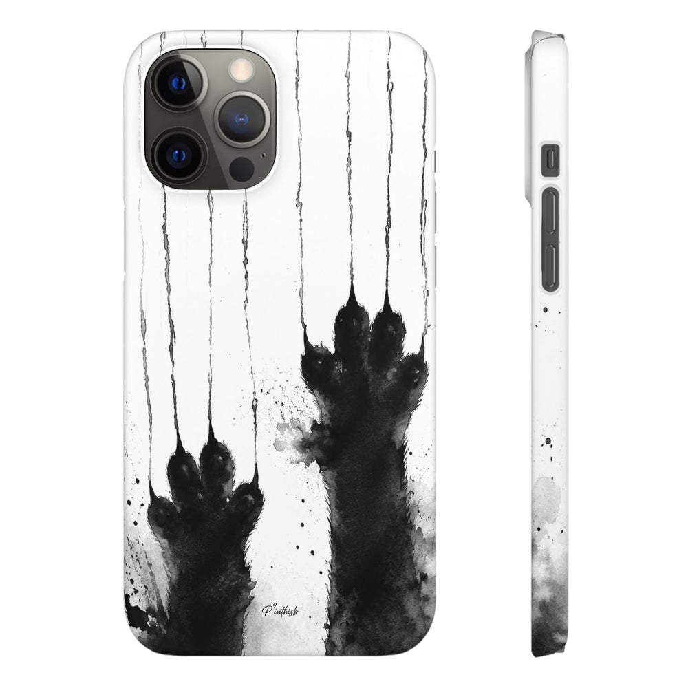 Black Ink Paw Print Snap Case