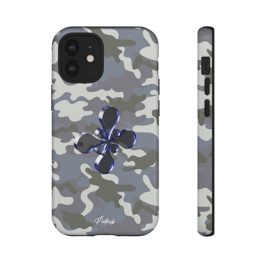 Camouflage with Blue Metallic Clover Tough Case