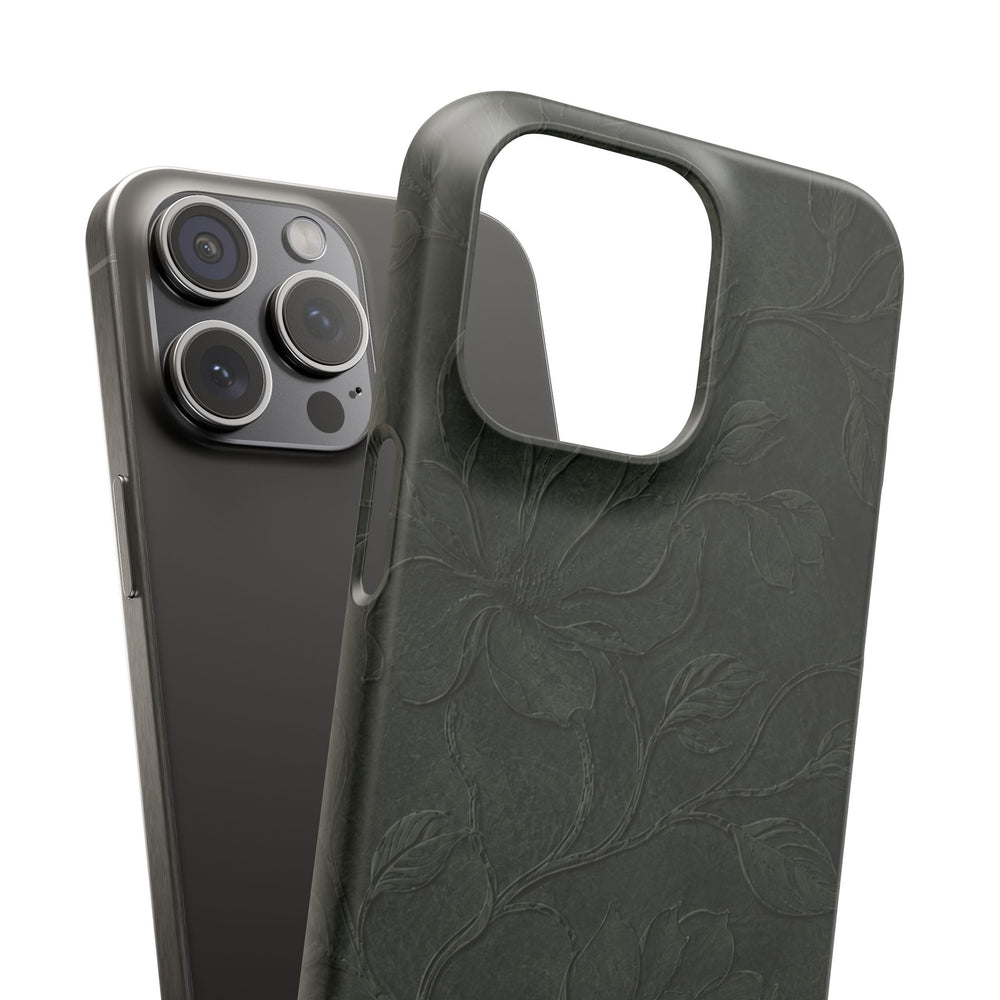 Dark Olive Floral Texture Snap Case
