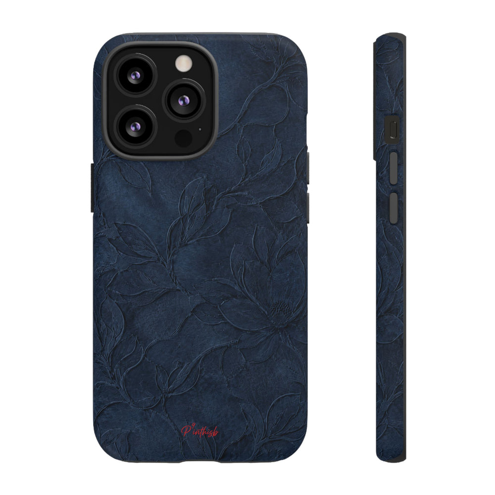 Navy Floral Textured Tough Case