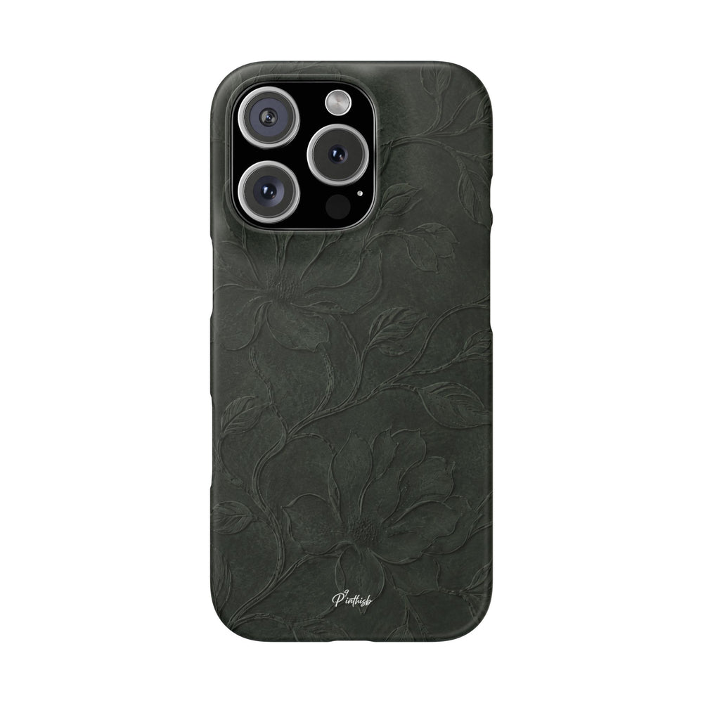 Dark Olive Floral Texture Snap Case